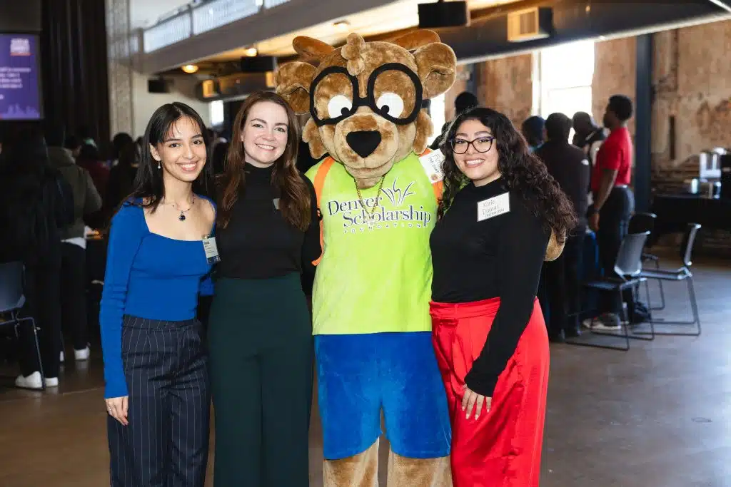 Daniela Ibarra (DSF Scholar), Maria Finan (Campus Advisor), Future and Katie Damas (DSF Scholar) at the 9th annual scholar summit.