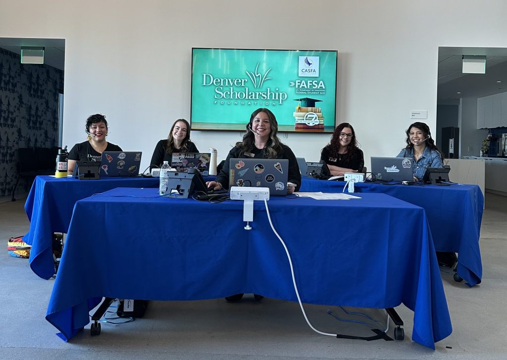 DSF team members ready to answer questions at the annual Denver7 Financial Aid Call Center in April 2025