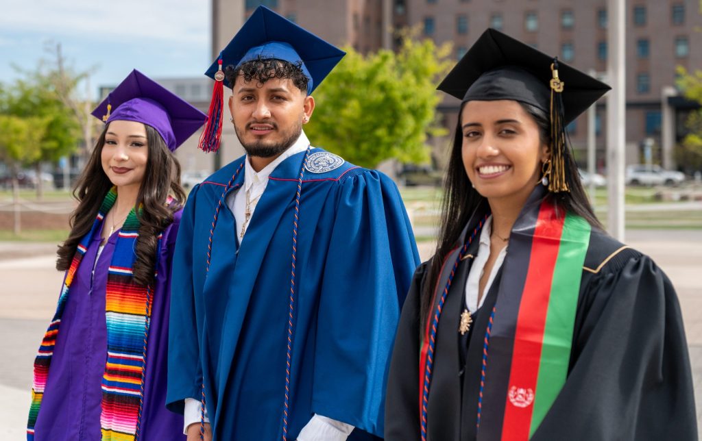 Class of 2026 DSF Scholars posing at Auraria Campus representing CCD, MSU Denver and CU Denver