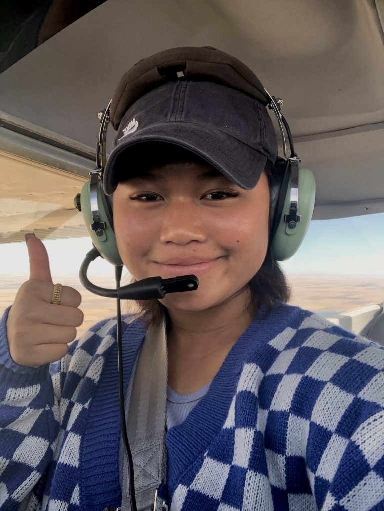 Thaw during one of her first flight experiences