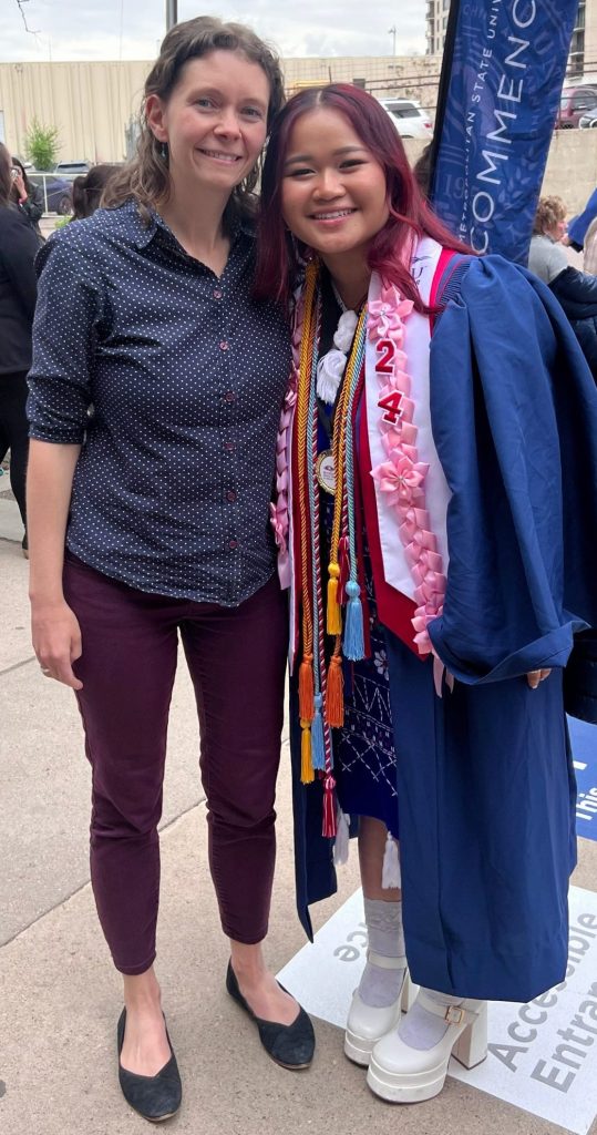 Thaw and her DSF Campus Advisor Liz at her graduation ceremony