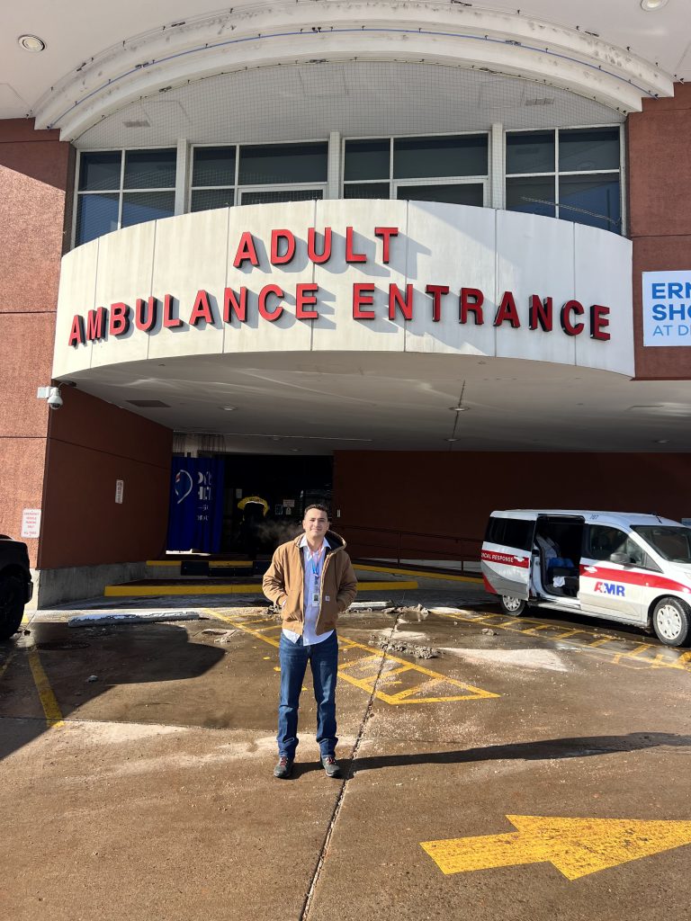 Diego outside of the emergency room of Denver Health