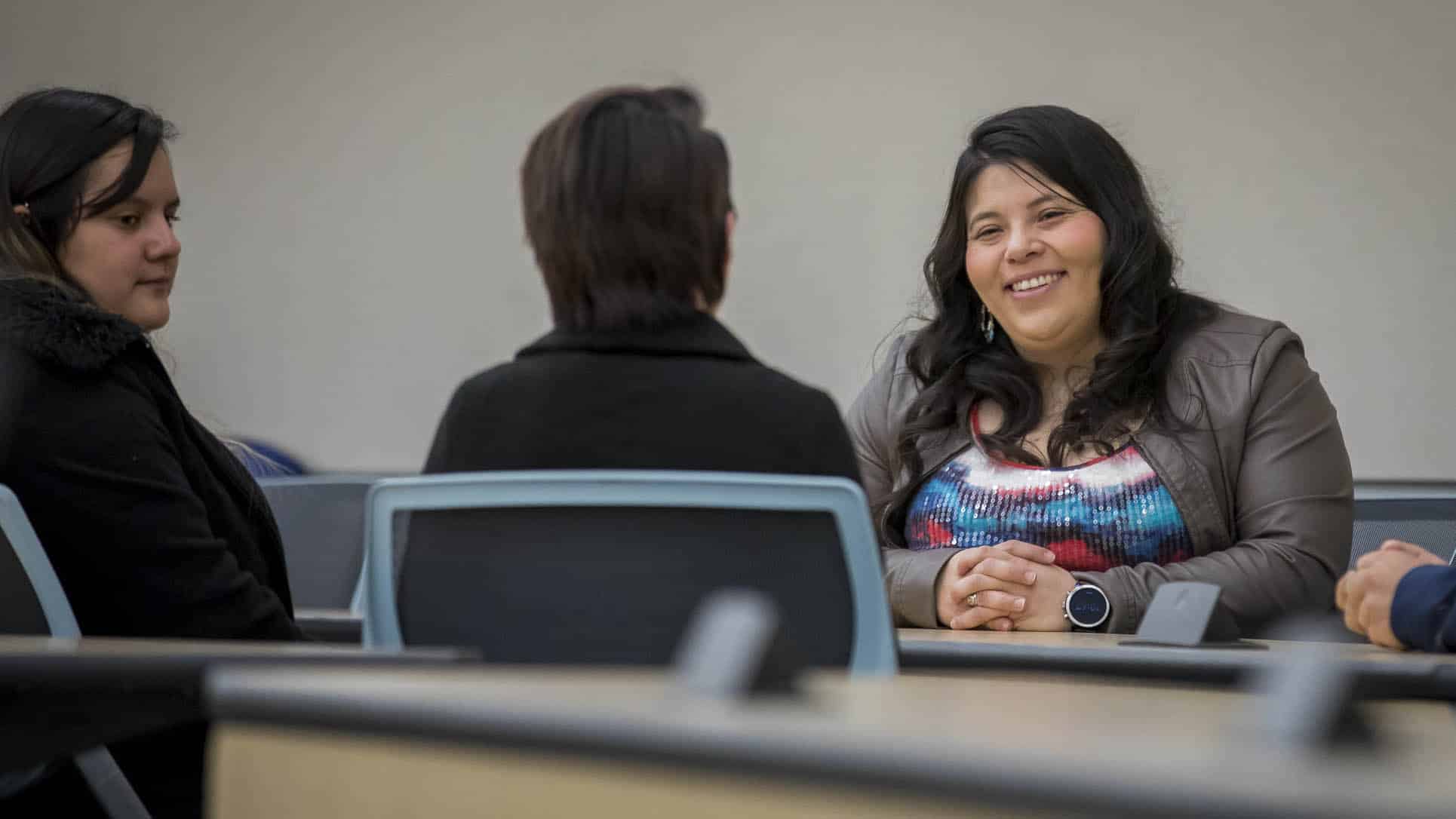 Student involved in a career fair