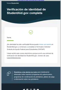 Screenshot of the Identity Verification email - Spanish